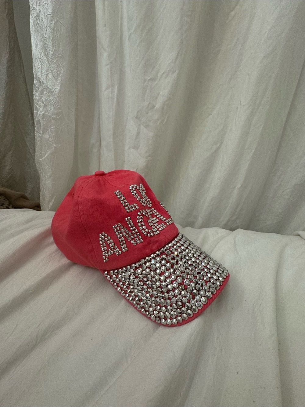 Embellished Pink 'Los Angeles' Baseball Cap